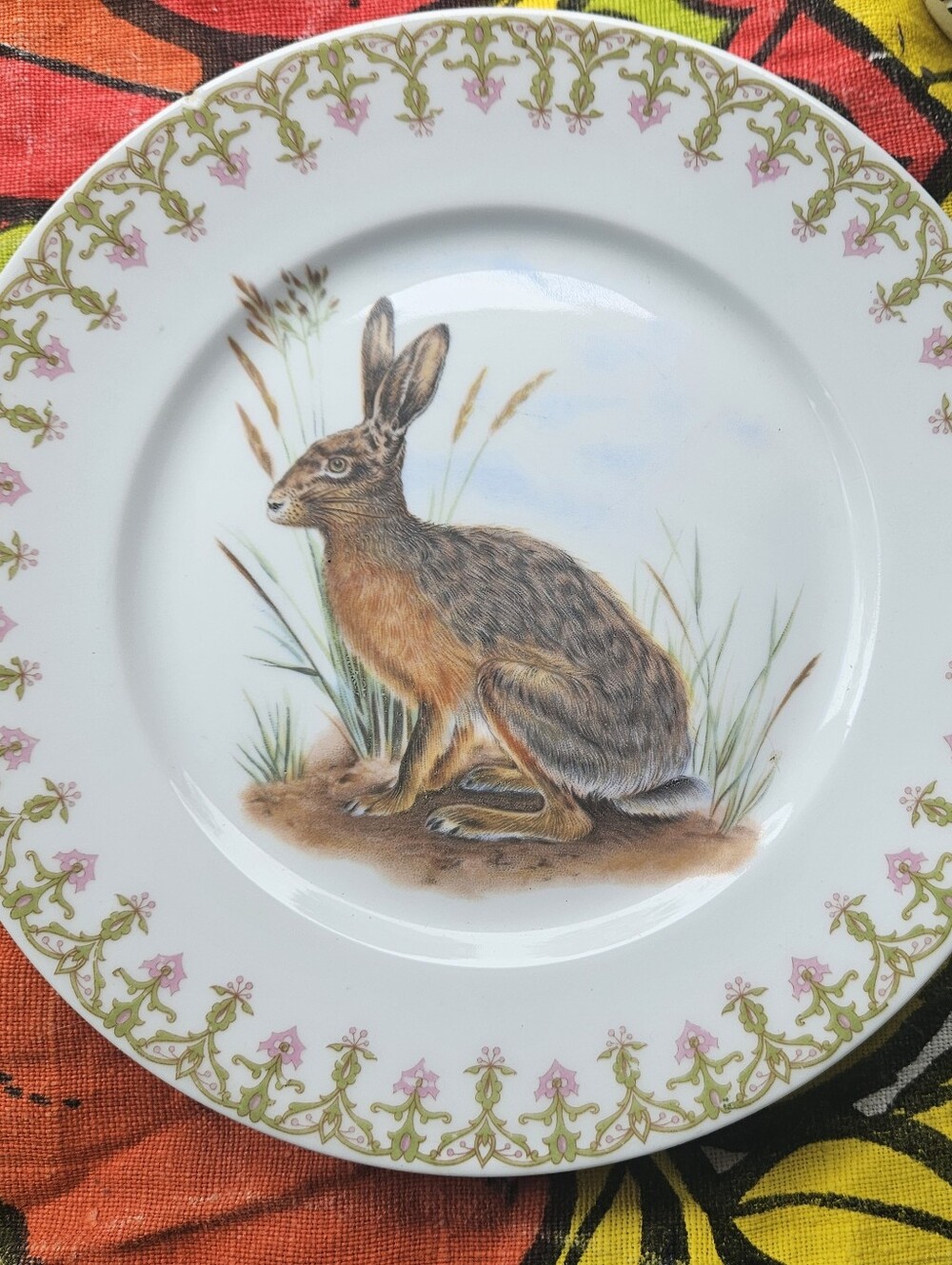 Hand-painted Antique Limoges Porcelain Plate. C Ahrenfeldt Hare/Rabbit